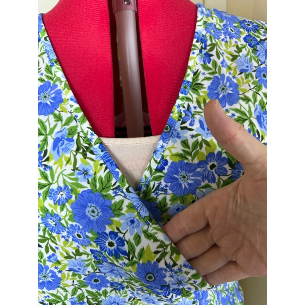 NWT Women's By Design Blue Green Floral Midi Wrap Dress Plus Size 1X - Picture 2 of 14